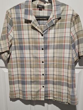 Vtg Alfred Dunner Plaid Button Up Top Made in USA 18